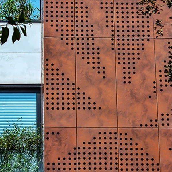 Перфорирани фасадни панели от Corten Steel за архитектурни цели