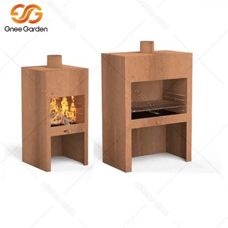 corten wood burning fireplace