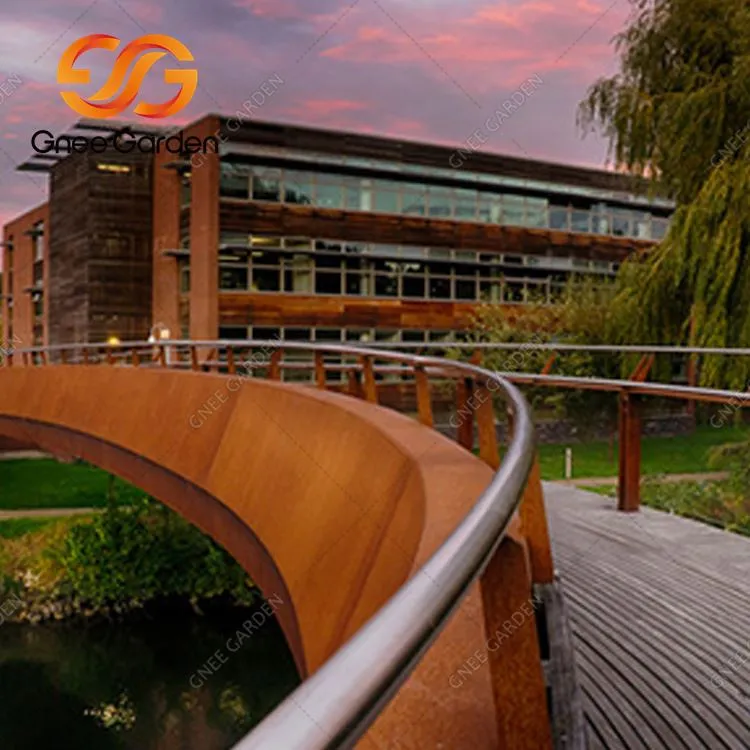 Corten Steel Мощен метален градински мост