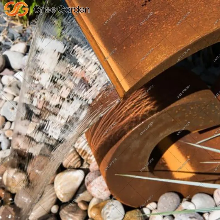 Corten Steel fountain in courtyard