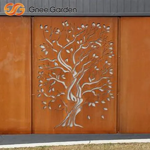 Екран на градински разделител на Corten Steel Steel Steel Tree