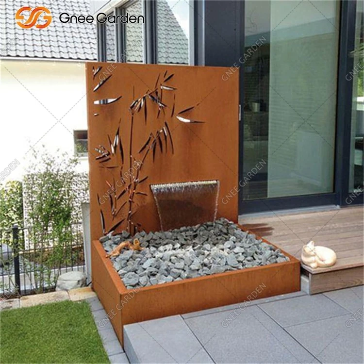 corten waterfall fountain sculpture