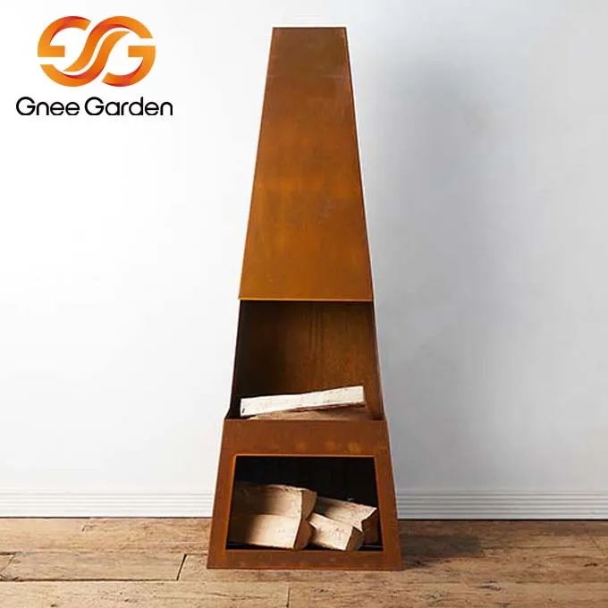 Външна свободностояща ръждясала камина от стомана Corten